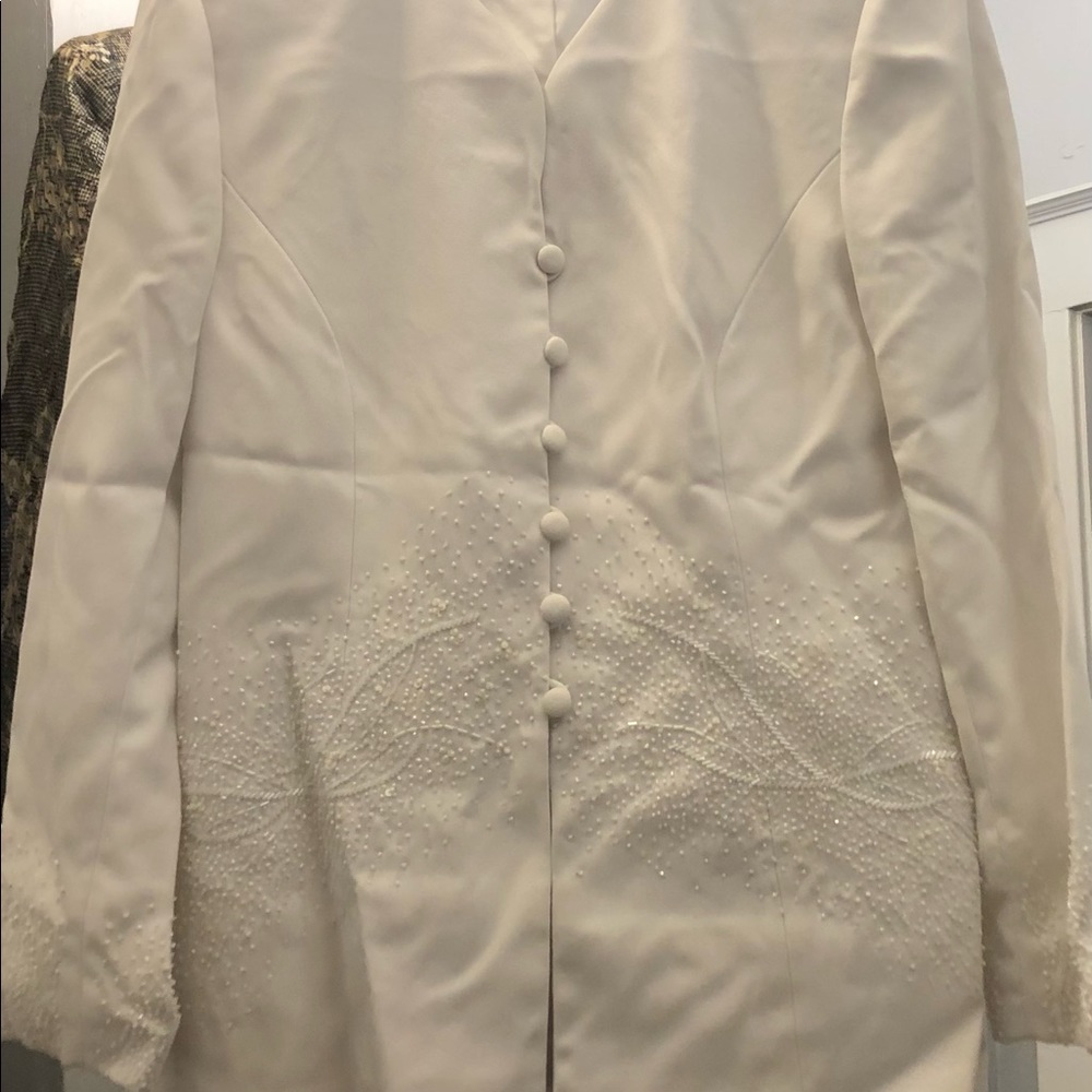 Ladies Beaded White Skirt suit
